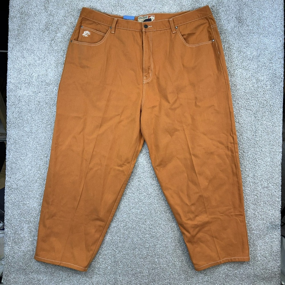 Clench Jeans Carpenter Pants Mens 48x32 Orange Baggy Y2K Skate Contrast Stitch